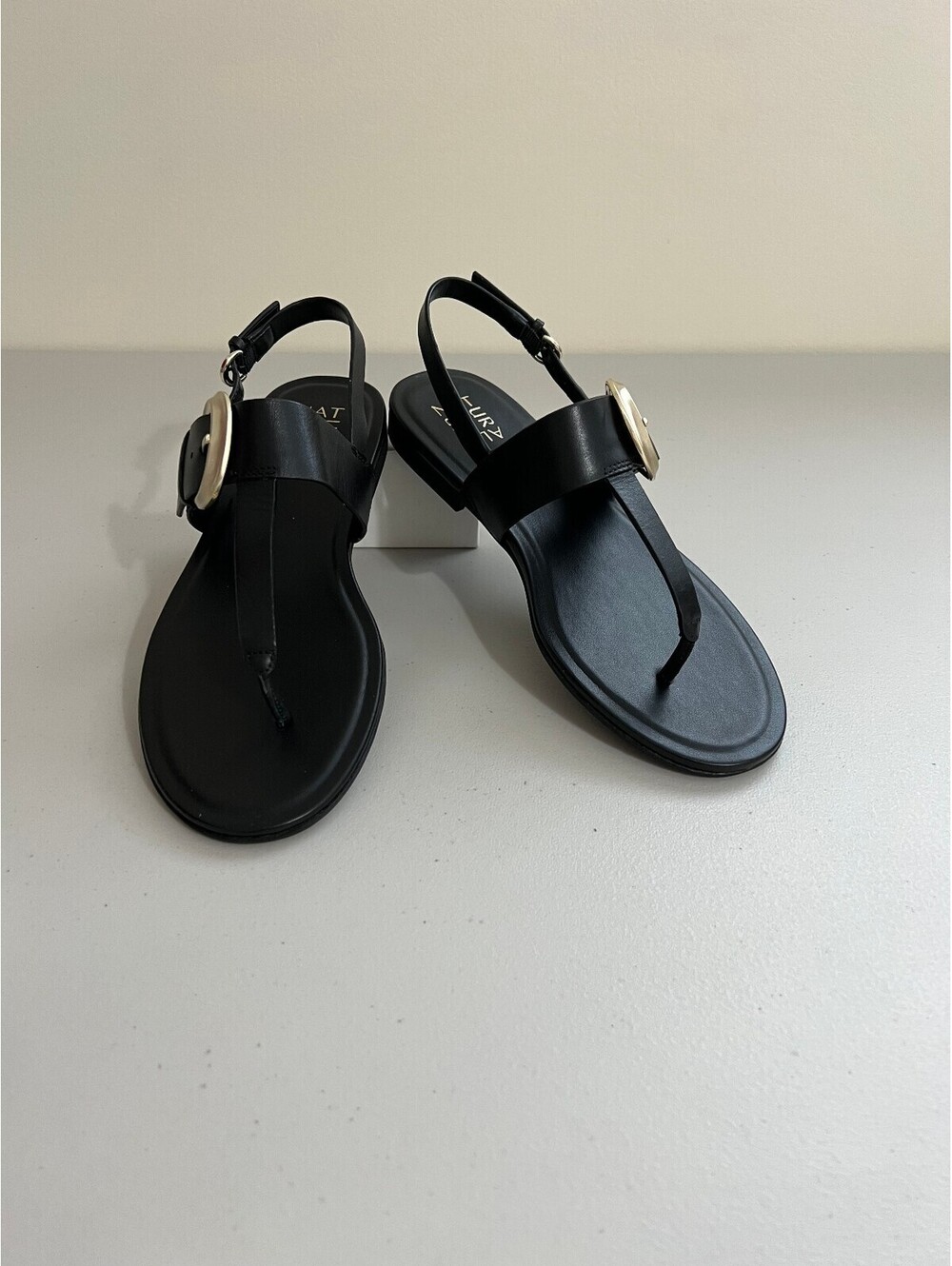Naturalizer Taylor Flat Sandals - Black Leather, Size, 8